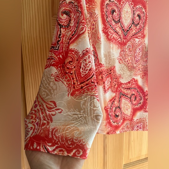 JM Collection Pink and Red Paisley Long Sleeve Blouse Size P/XL - Picture 8 of 8